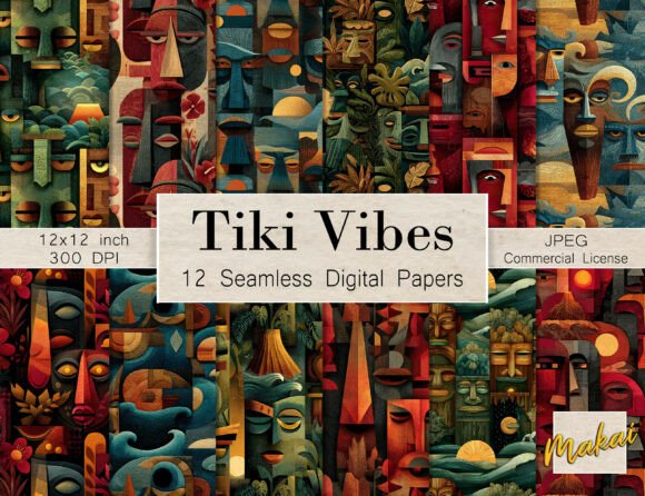 12 Seamless Dramatic Tribal Tiki Art: Elevate Your Creative Projects with Island-Inspired Designs