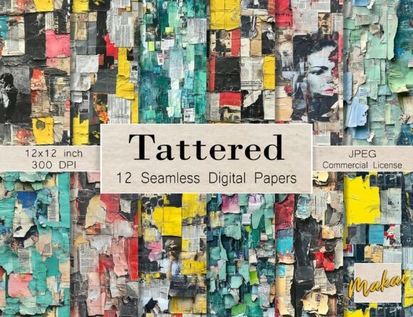12 Seamless Grunge Playbill Collage: A Creative Resource for Urban-Inspired Design