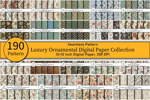 190 Luxury Ornamental Digital Paper JPG