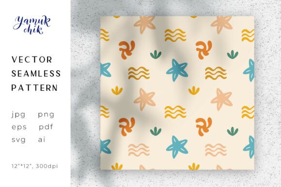 Boho Coastal Starfish Digital Paper JPG
