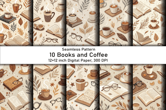 Books and Coffee Seamless Paper