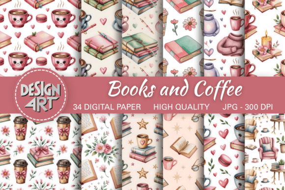 Books and Coffee Seamless Pattern Girly: A Cozy Design for Creative Projects