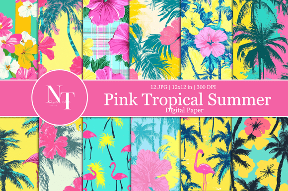 Bring Your Summer Designs to Life with Pink Tropical Digital Paper