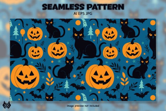 Cat and Pumpkin Patterns: A Versatile Design Element for Textiles, Wallpapers, and More