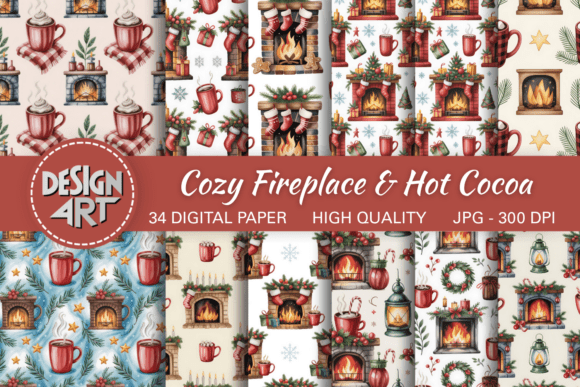 Cozy Fireplace Hot Cocoa Pattern for Festive Creations