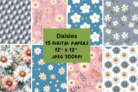 Daisies Flowers Digital Paper Pack: A Versatile Choice for Creative Projects