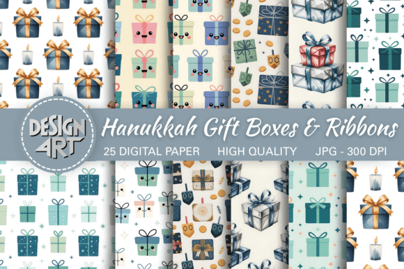 Enhance Your Design Projects with Hanukkah Gift Boxes Ribbons Pattern
