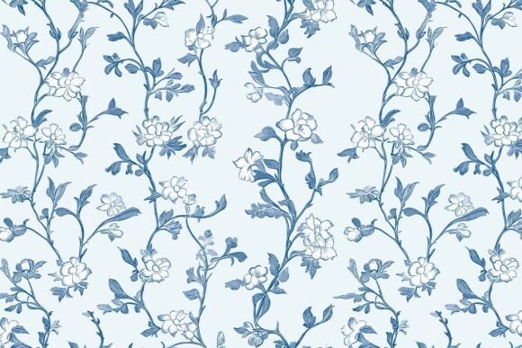 Floral Blue Chinoiserie Toile De Jouy 07: A Timeless Design for Modern Elegance