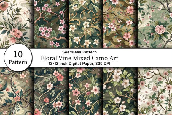 Floral Vine Mixed Camo Art