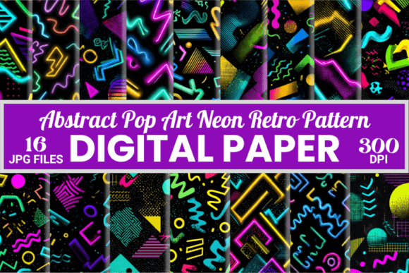 Funky 90s Abstract Pop Art Neon Pattern: A Timeless Digital Design for Modern Creativity