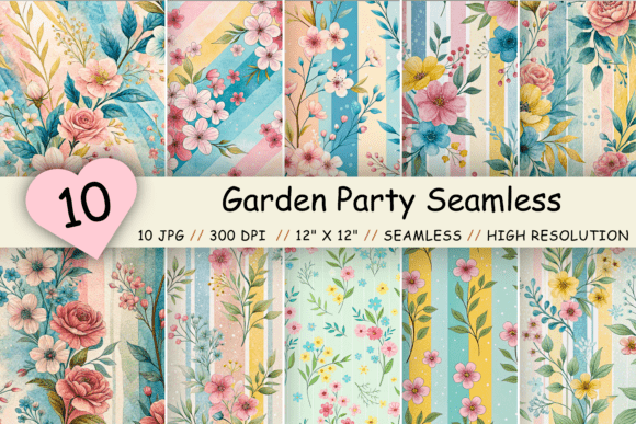 Garden Party Seamless Pattern, Mixed: A Creative Essential for Digital Designers