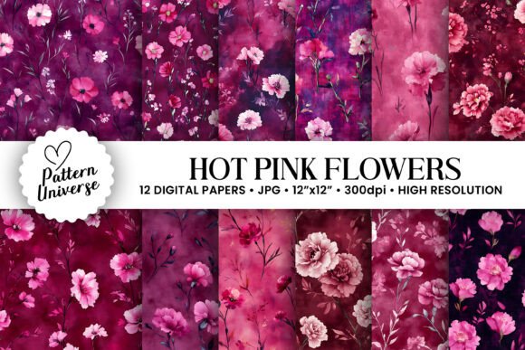 Hot Pink Watercolor Flower Digital Paper: A Creative Essential