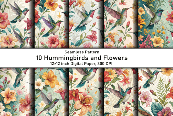 Hummingbirds and Flowers Background