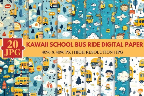 Kawaii School Bus Ride Digital Paper: A Creative Must-Have