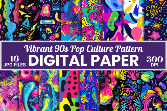 Neon Vibrant 90s Pop Culture Pattern