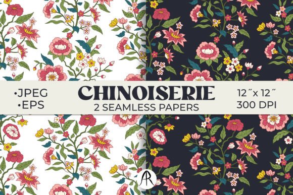 Pink Chinoiserie Flowers Digital Paper: A Timeless Design Asset