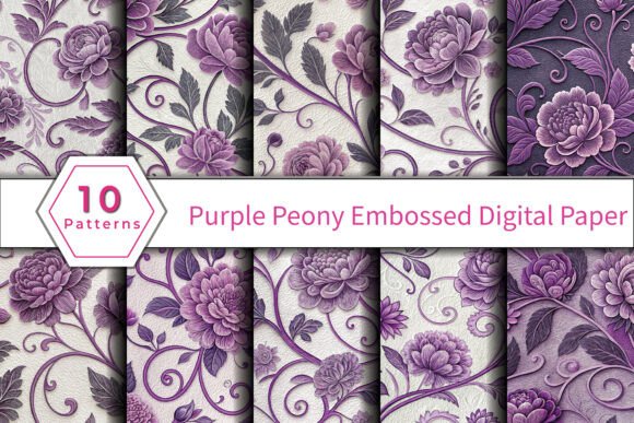 Purple Peony Embossed Digital Paper – Elevating Your Creative Workflow