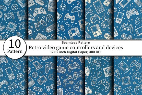 Retro Game Controllers Seamless Pattern