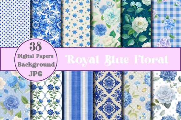Royal Blue Floral Digital Paper: A Versatile Creative Resource for All Your Projects
