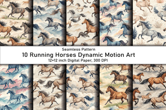 Running Horses Dynamic Motion Art for Creative Expression