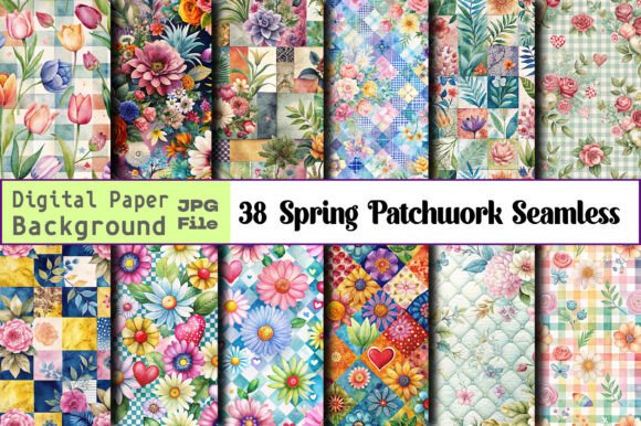 Spring Patchwork Seamless Digital Paper
