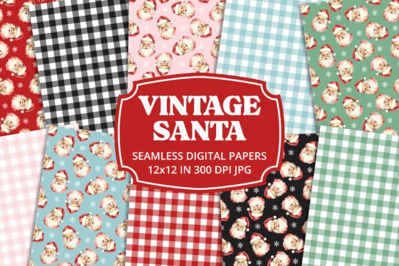 Vintage Santa Digital Paper Pack