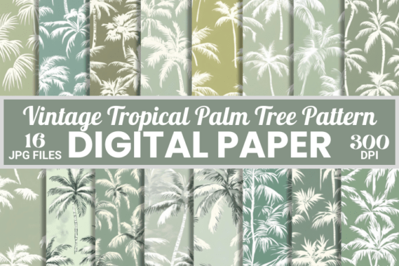 Vintage Tropical Beach Palm Tree Pattern